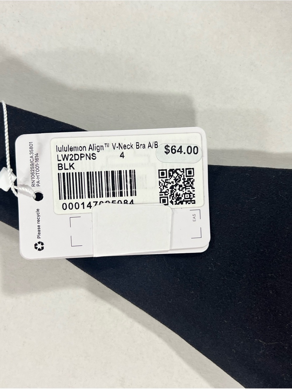 Lululemon Align V-Neck Bra Light Support A / B Cup Black Sports Bra Size 4 NWT - Picture 8 of 8